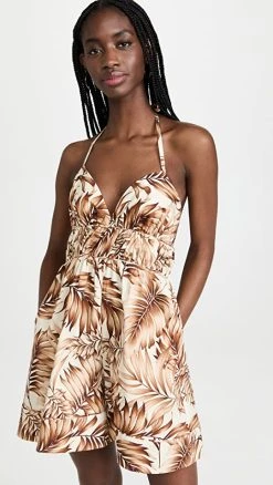 Coupon ???? Autumn Adeigbo Karina Jumpsuit TAN PALM PRINT ????