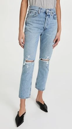 Best Sale ???? AGOLDE Riley Distressed Crop ???? Jeans Blitz ????