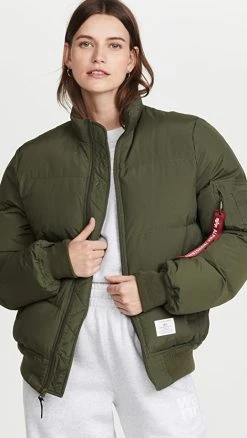 Deals ???? Alpha Industries Ma-1 Quilted Flight Jacket Dark Green ????