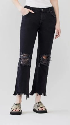 Promo ???? Free People Maggie Mid Rise Straight ???? Jeans Washed Black ????