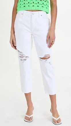New ???? Good American Good Girlfriend Petite ???? Jeans White035 ????