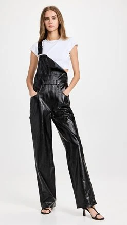 Best reviews of ⌛ Good American Faux Leather Overalls Blackeel001 ????