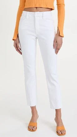 Cheap ⭐ Good American Good Straight Raw Hem ???? Jeans White037 ????