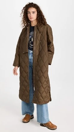 Best deal ???? GANNI Ripstop Quilt ???? Coat Teak ????
