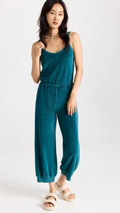 Top 10 ???? Suzie Kondi Giorgi Velour Tank Jumpsuit Peacock ⌛