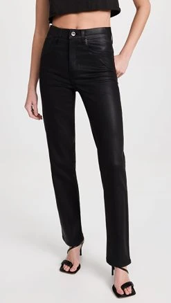 Cheapest ???? Le Jean Sabine Straight Leg Pants Black ???? Coated ✨