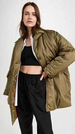 Buy ???? MM6 Maison Margiela Puffy Twill ???? Coat Khaki/Orange ????