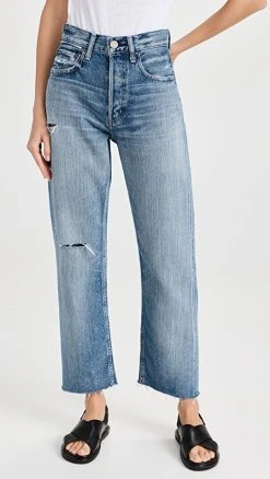 Hot Sale ❤️ MOUSSY VINTAGE Fargo Cropped Wide Straight ???? Jeans Blue ✔️