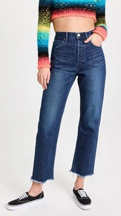 Buy ⌛ MOUSSY VINTAGE Capac Wide Straight Cropped ???? Jeans Blue ✔️