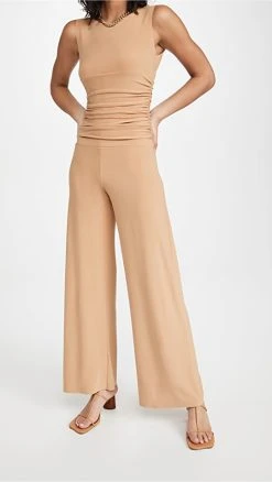 Best Sale ???? Norma Kamali Kamali Kulture Shirred Waist Jumpsuit Taupe ????