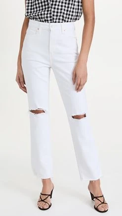 Best Sale ✨ PAIGE High Rise Noella ???? Jeans Soft Ecru Destructed ????