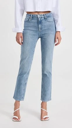Buy ???? PAIGE Stella Straight ???? Jeans With Seamed Belt Loops Everlong ????