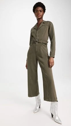 Top 10 ???? PAIGE Anessa Long Sleeve Jumpsuit Vintage Brushed Olive ????