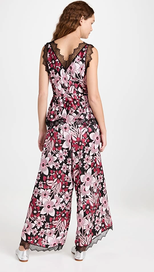 Best Pirce ???? Rodarte Pink Floral Printed Silk Satin Jumpsuit ???? 2 Best Pirce ???? Rodarte Pink Floral Printed Silk Satin Jumpsuit ???? - Image 2