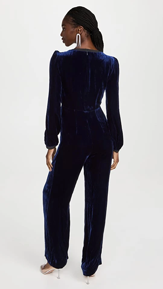 Best Sale ⭐ Saloni Camille Bows Jumpsuit Navy/Pearl Bows ⭐ 2 Best Sale ⭐ Saloni Camille Bows Jumpsuit Navy/Pearl Bows ⭐ - Image 2