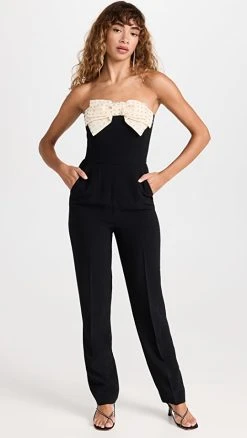 Top 10 ???? Saloni Sabine Jumpsuit Black/Tusk/Emb ????