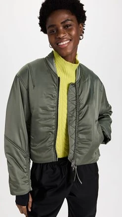 Best Pirce ???? Shoreditch Ski Club Sofie Bomber Jacket Steel Green ????