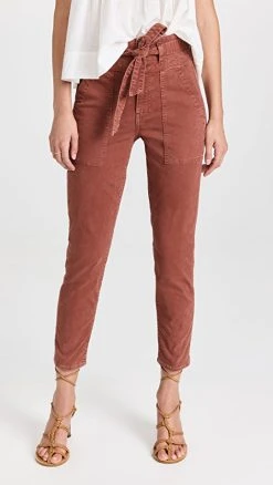Hot Sale ???? Veronica Beard Jean Logan Straight Leg ???? Jeans With Tie Terracotta ????